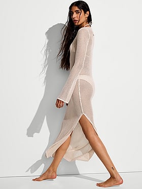 Beachwear Crochet Long-Sleeve Maxi Dress