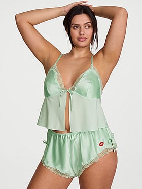 Tease Satin & Chiffon Flyaway Cami Set