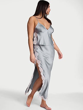 Satin Lace-Trim Cami & Maxi Skirt Set