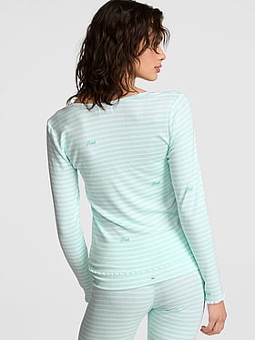 Soft Luxe Pointelle V-Neck Long-Sleeve Top