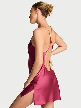 Satin Open-Back Slip Dress