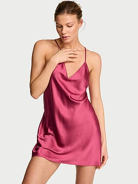 Satin Open-Back Slip Dress