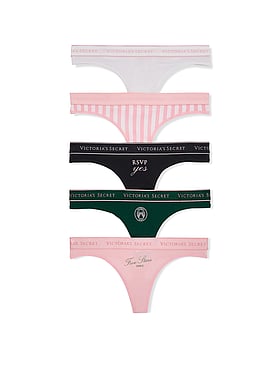 5-Pack Logo Cotton Thong Panties