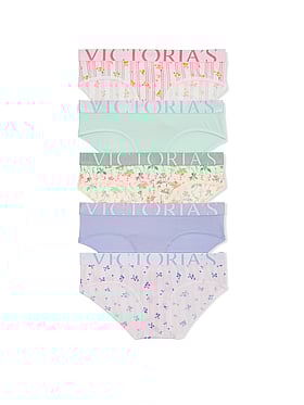 5-Pack Exploded Logo Cotton Floral Hiphugger Panties