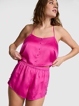 GRWPINK™ Satin Cami & Shorts Pajama Set