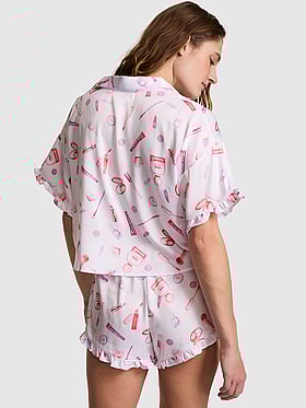 GRWPINK™ Satin Short-Sleeve and Shorts Pajama Set