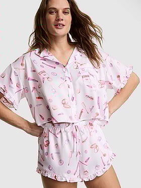 GRWPINK™ Satin Short-Sleeve and Shorts Pajama Set