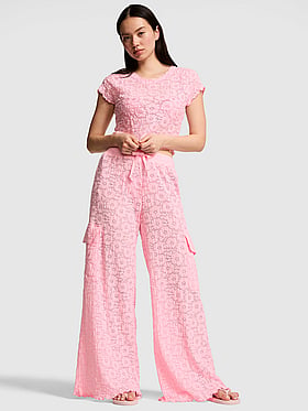 Floral Crochet Cover-Up Pants