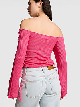 Side-Ruched Off-The-Shoulder Sweater