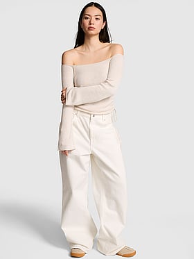 Side-Ruched Off-The-Shoulder Sweater