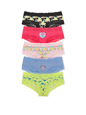 5-Pack PINK Wink™ Lace-Trim Cheeky Panties