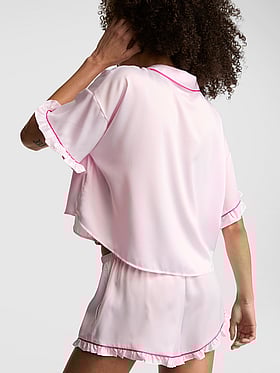GRWPINK™ Satin Short-Sleeve and Shorts Pajama Set
