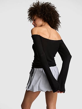 Side-Ruched Off-The-Shoulder Sweater