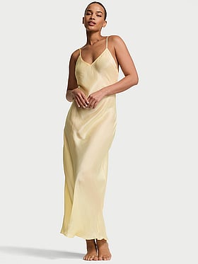 Luxe Sheer Satin Long Slip Dress