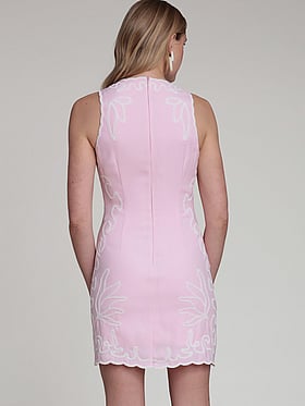 Embroidered Crepe Mini Dress