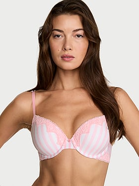 Perfect Shape Cotton Lace-Trim Push-Up Bra