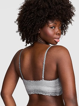 Cotton Lace-Trim Front-Close Triangle Bralette