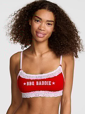 Cotton Lace-Trim Scoop Bralette