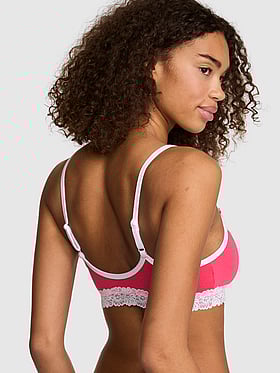 Cotton Lace-Trim Scoop Bralette