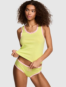 Lace-Trim Tank Top & Panty Set