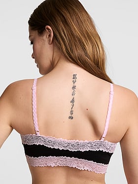 Cotton Lace-Trim Front-Close Triangle Bralette