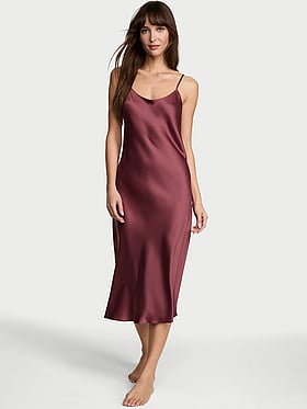 Satin Midi Slip Dress