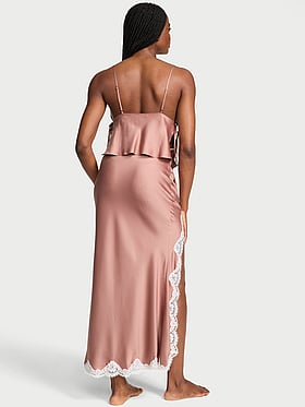 Satin Lace-Trim Cami & Maxi Skirt Set