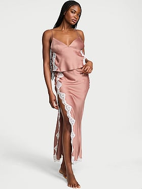 Satin Lace-Trim Cami & Maxi Skirt Set