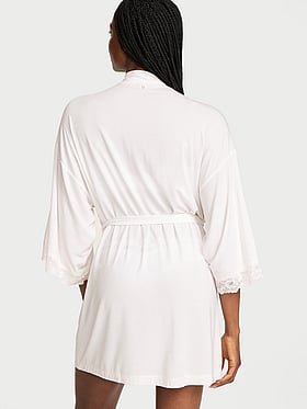 SoSoft™ Modal Lace-Trim Bridal Short Robe