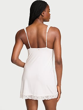 SoSoftâ„¢ Modal Lace-Trim Bridal Mini Slip