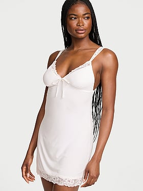 SoSoftâ„¢ Modal Lace-Trim Bridal Mini Slip