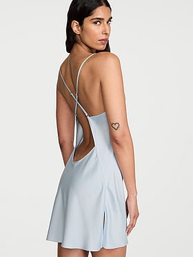 Satin Open-Back Slip Dress