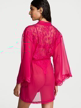 Chiffon & Lace Short Robe