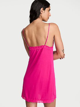 SoSoftâ„¢ Modal Lace-Trim Tie-Front Slip Dress