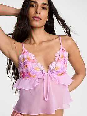 Watercolor Embroidery Flutter Bra Top