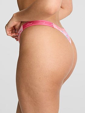 Logo Cotton High-Leg Thong Panty