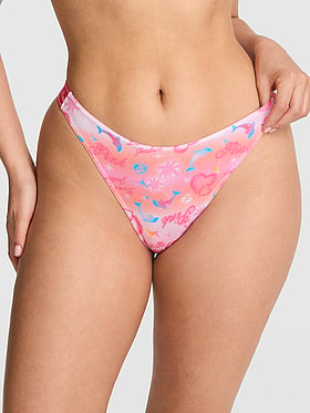 Logo Cotton High-Leg Thong Panty