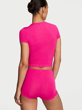 SoSoft™ Modal Lace-Trim Tee & Shortie Set