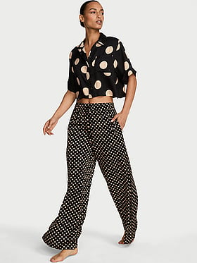 TENCEL™ Oversized Crop Short-Sleeve Long Pajama Set