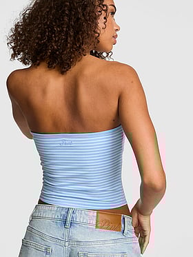 All-Day Cotton™ Ruched Front-Tie Tube Top