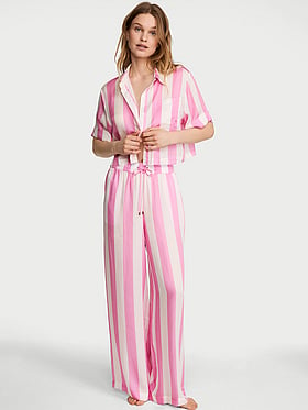 TENCEL™ Oversized Crop Short-Sleeve Long Pajama Set