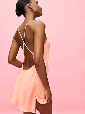Satin Open-Back Slip Dress