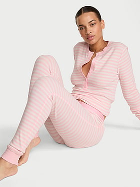 Soft Thermal Henley Long Pajama Set