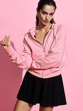 Off-Duty Terry Crop Full-Zip Hoodie