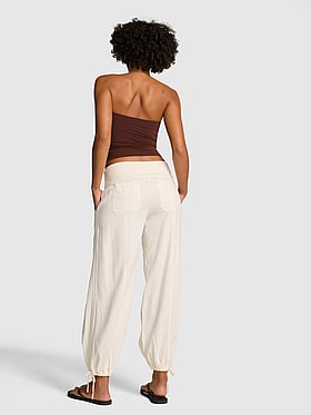 Foldover Linen Jogger Pants