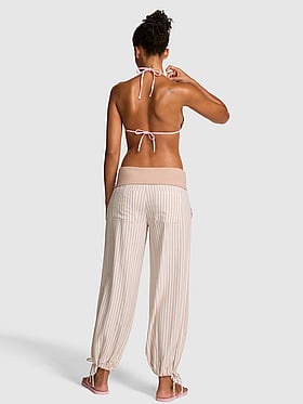 Foldover Linen Jogger Pants