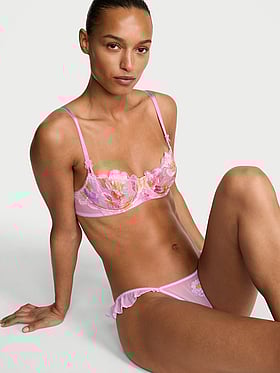 Wicked Unlined Watercolor Embroidery Balconette Bra