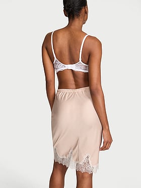Satin Lace-Trim Skirt