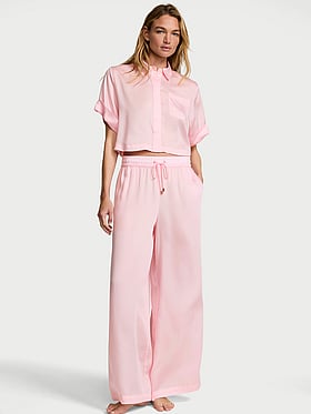 TENCEL™ Oversized Crop Short-Sleeve Long Pajama Set