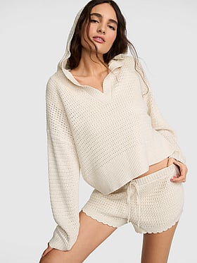 Crochet V-Neck Hoodie
